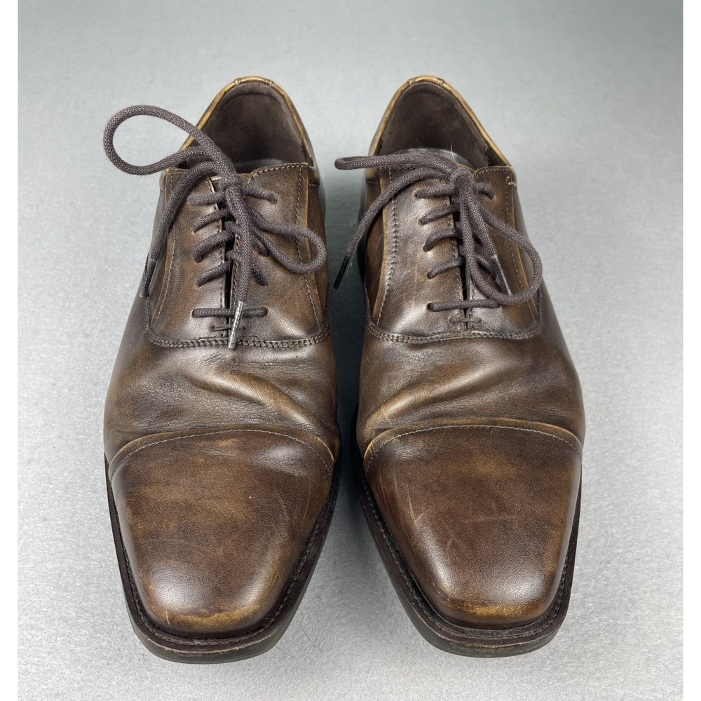 ECCO Oxford Mens 11 Brown Helsinki Cap Toe Lace Up Leather Shoes